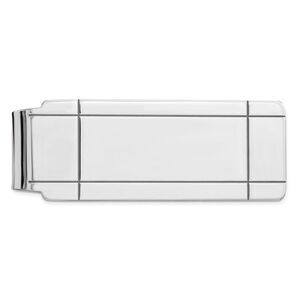 Rhodium Plated Sterling Silver Grooved Fold Over Money Clip, 19 x 51mm